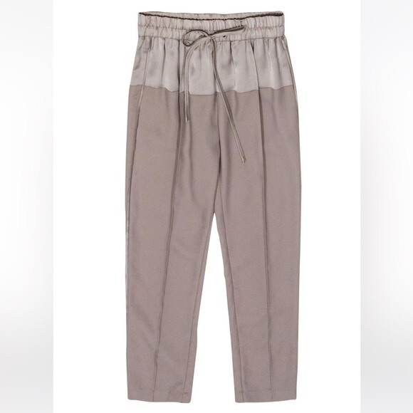 Parker Satin Drawstring Joggers in Taupe Beige XS - Picture 4 of 13